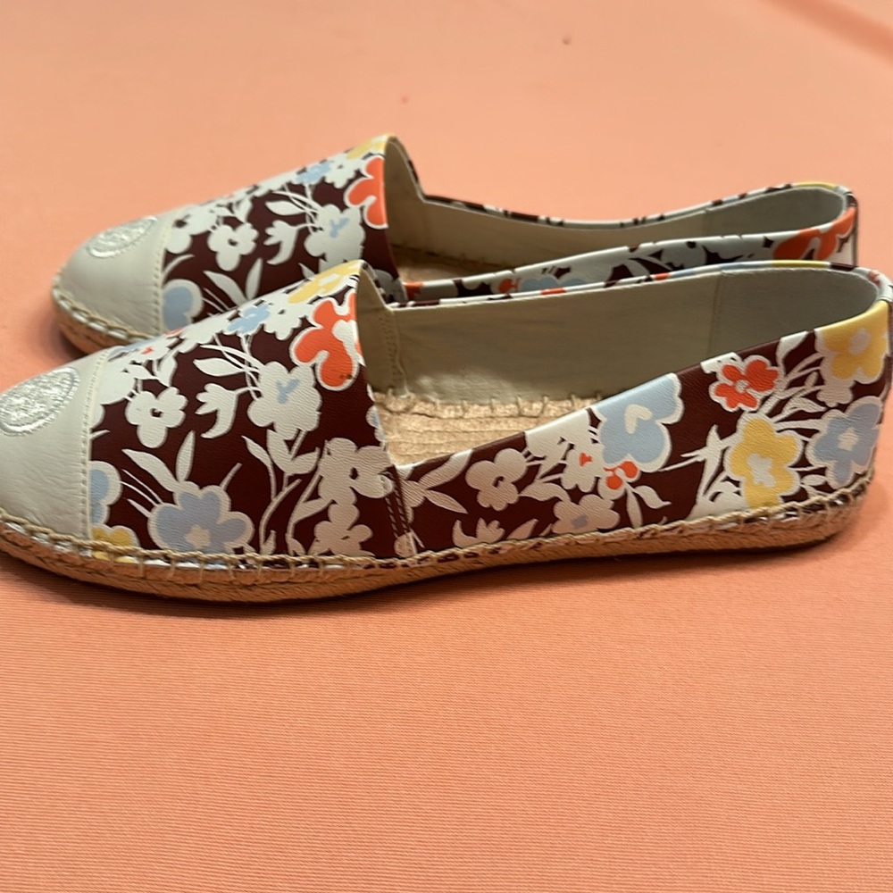 New Tory Burch Hopewell Napa Leather Color Block Espadrille Flat size 8.5. - Picture 5 of 6